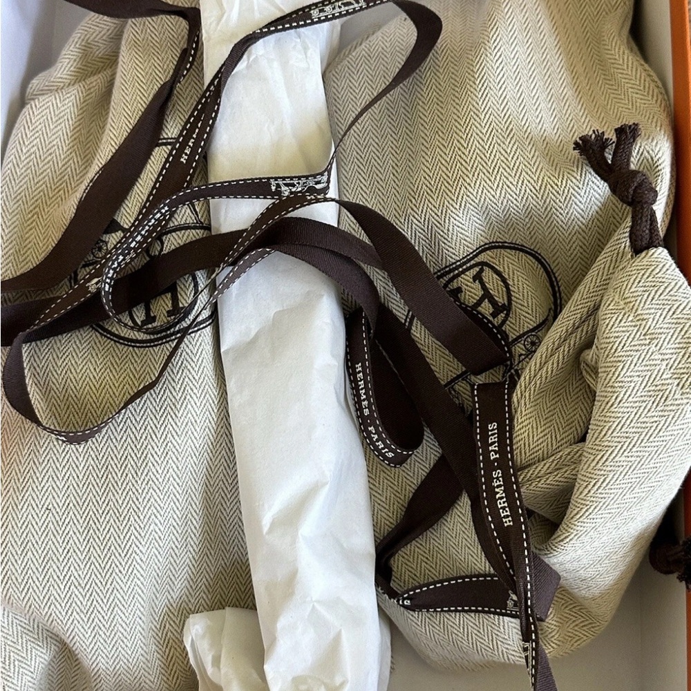 NEW HERMÈS Vert D'eau Calfskin Oran Sandals - Picture 14 of 14